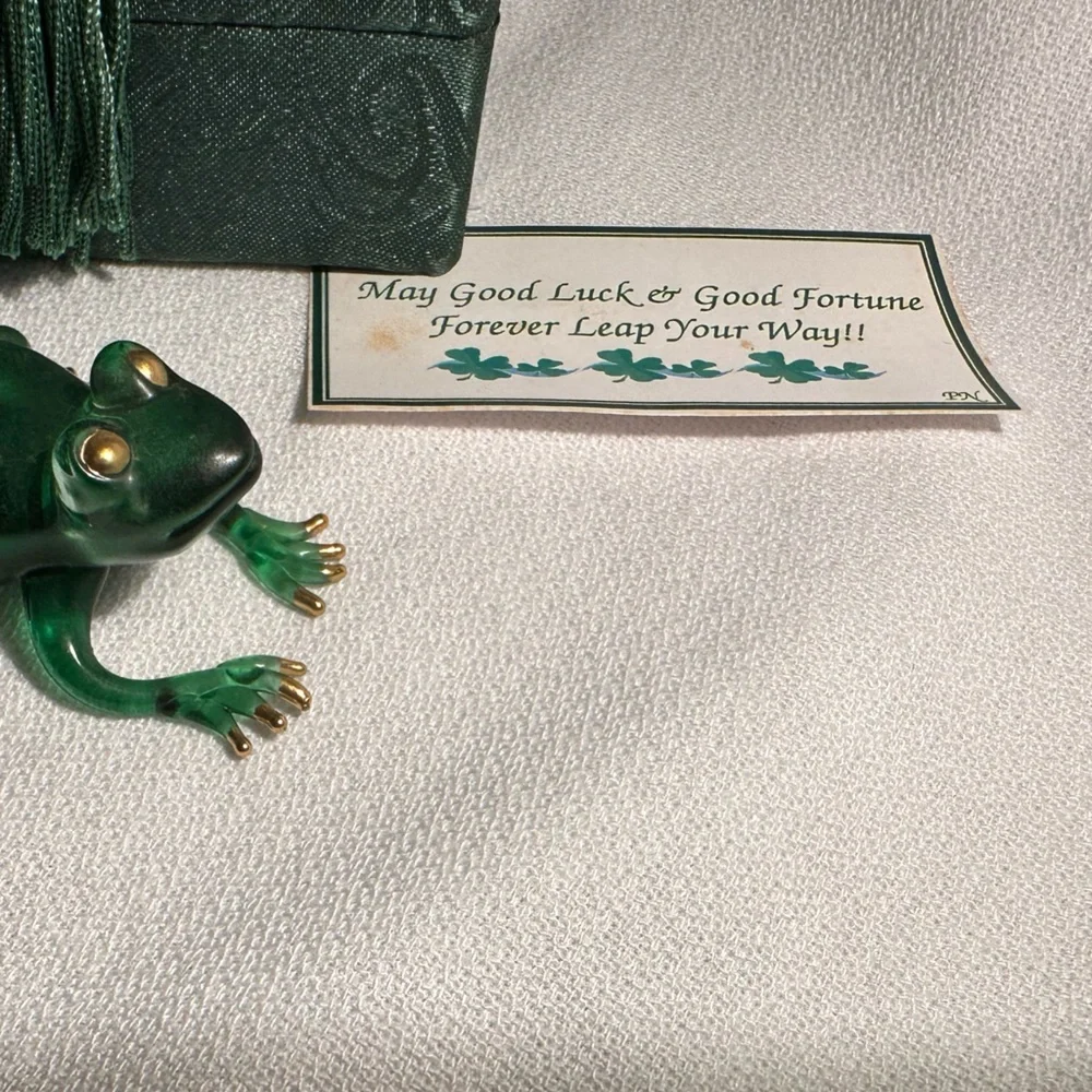 Green Frog “Thank you” Figurine with Gift Box-About Face Designs